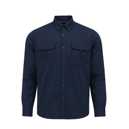 Camisa Azul Marino de Gabardina