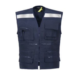 Chaleco Geologo Poplin Azul c/Reflectante